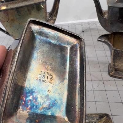 Pairpoint Silver Plated Tea & Coffee Set With Cream & Sugar 