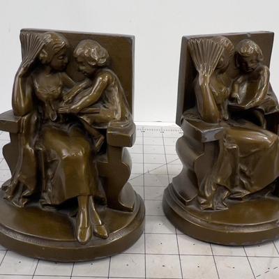 Book Ends Set. Bronze Color, Mother and Child
