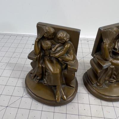 Book Ends Set. Bronze Color, Mother and Child