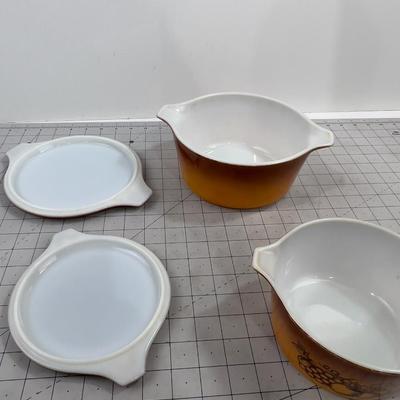 OLD ORCHARD Casserole Dishes (2) with lids. 