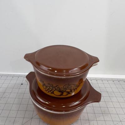 OLD ORCHARD Casserole Dishes (2) with lids. 