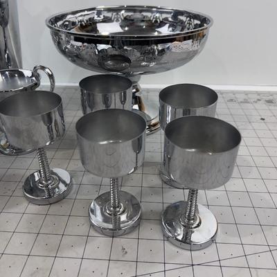 Chrome Coffee Pot  Plus Cream & Sugar plus others. 