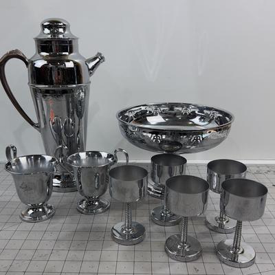 Chrome Coffee Pot  Plus Cream & Sugar plus others. 