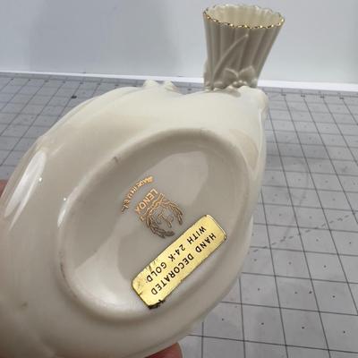 LENOX 24k Gold Rimmed Swan and Vase, Small 