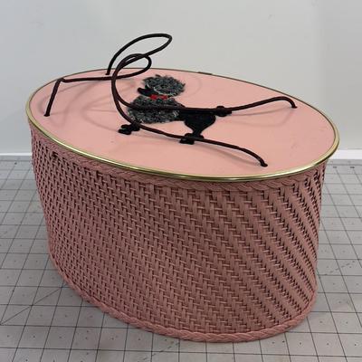 Cutest EVER! Pink Basket with A Black Poodle Sewing Basket Full of NOTIONS! 