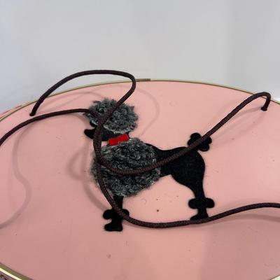 Cutest EVER! Pink Basket with A Black Poodle Sewing Basket Full of NOTIONS! 