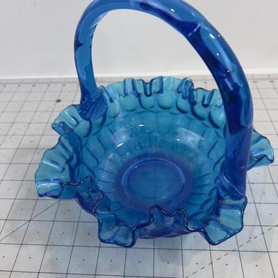 FENTON Blue Glass  Brides Basket 