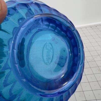 FENTON Blue Glass  Brides Basket 