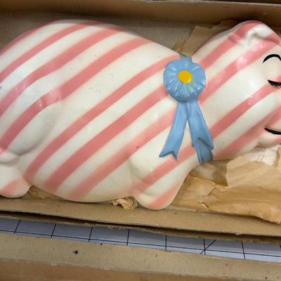 Chalk Ware Stripped Pigs, New old Stock 