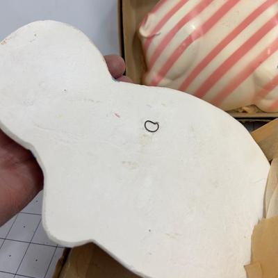 Chalk Ware Stripped Pigs, New old Stock 