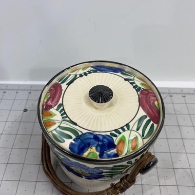 Hand Painted, Covered Basket, Made in Japan 1960's 