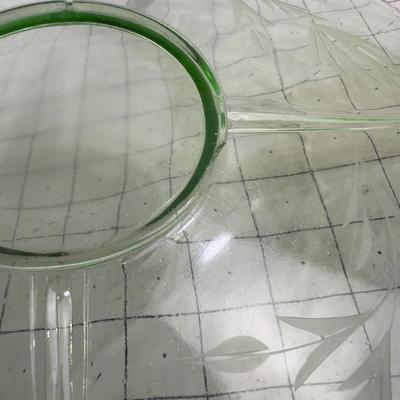 Green Etched Depression Glass PLATTER 