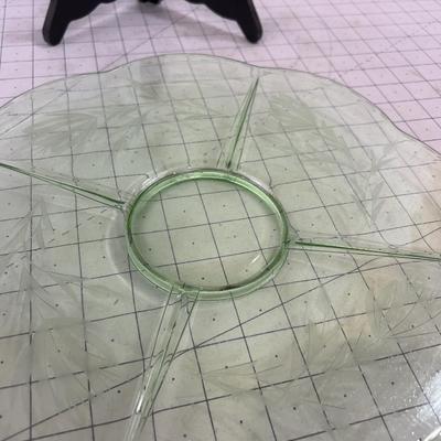 Green Etched Depression Glass PLATTER 