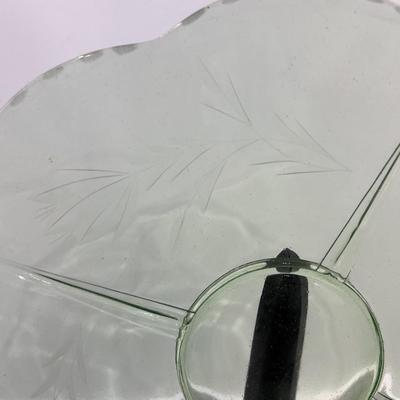 Green Etched Depression Glass PLATTER 