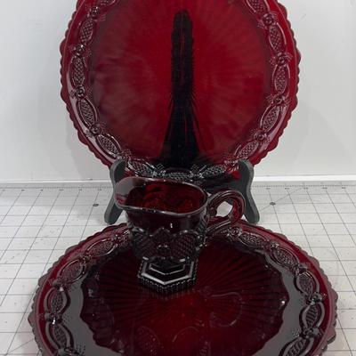 Cape Cod Ruby Red Glass 3 pieces