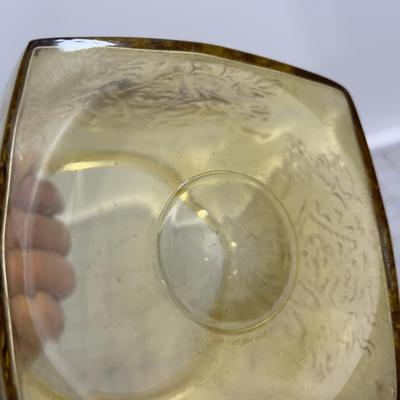 Amber Depression Glass Covered JAR W/Lid 