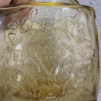 Amber Depression Glass Covered JAR W/Lid 