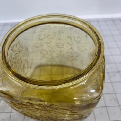 Amber Depression Glass Covered JAR W/Lid 