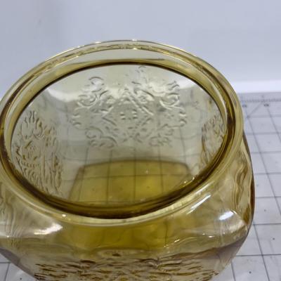Amber Depression Glass Covered JAR W/Lid 