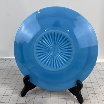 Opaque Blue Glass Depression ERA Serving Plate 