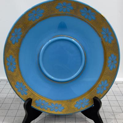 Opaque Blue Glass Depression ERA Serving Plate 