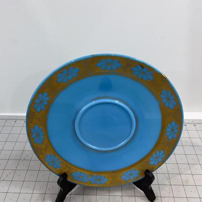Opaque Blue Glass Depression ERA Serving Plate 