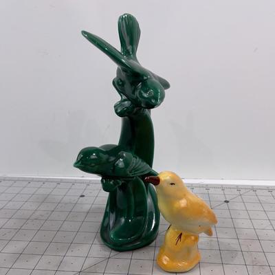 Lovely Green Bird Ceramic Statue and a Solo Bird