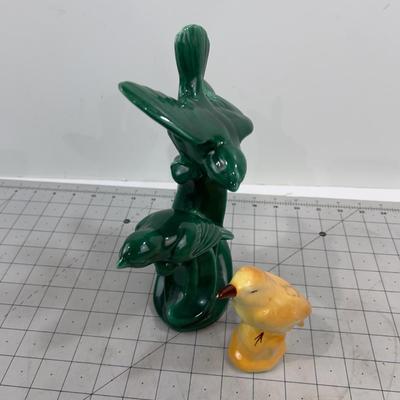 Lovely Green Bird Ceramic Statue and a Solo Bird