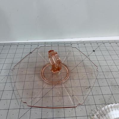 Lovely Pink Serving Plate with Handle and Small Side Plate