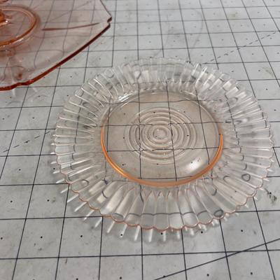 Lovely Pink Serving Plate with Handle and Small Side Plate