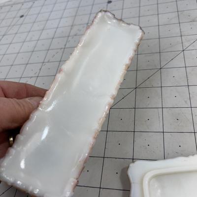 ANTIQUE Dresser Jar VICTORIAN Hand Painted with Lid 