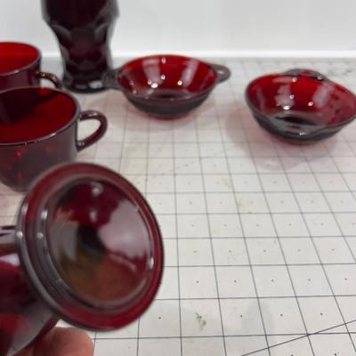 RED RUBY GLASS: Cups, Bowls, Glasses