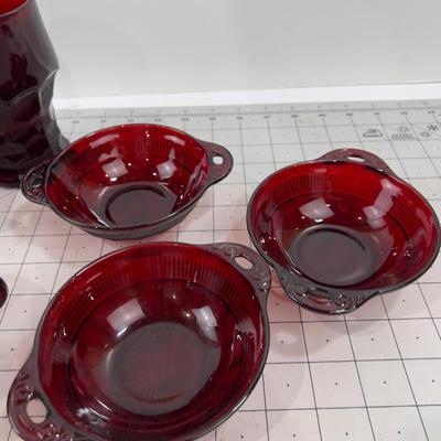 RED RUBY GLASS: Cups, Bowls, Glasses