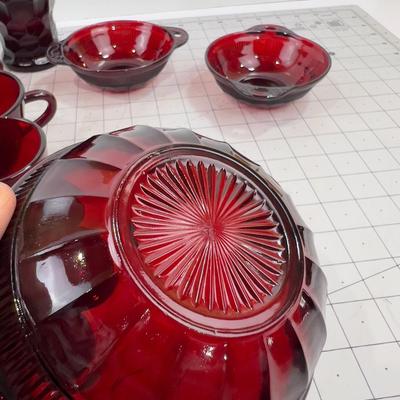 RED RUBY GLASS: Cups, Bowls, Glasses