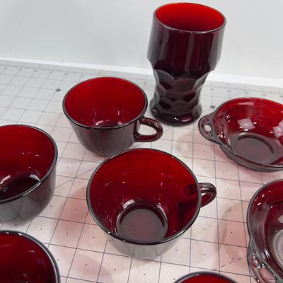 RED RUBY GLASS: Cups, Bowls, Glasses