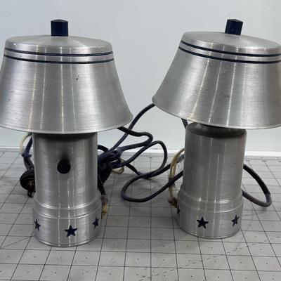 Cute little ALUMINUM Lamps (2) with Shades