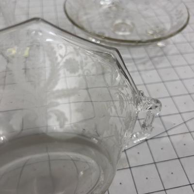 4 Pieces of Clear Etched Glass 