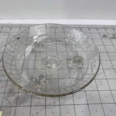 4 Pieces of Clear Etched Glass 