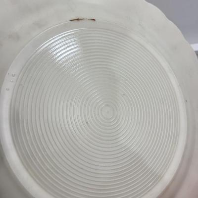 Cremaz Glass Pink and White Platter Plus Hazel Atlas Orange and White Pitcher 