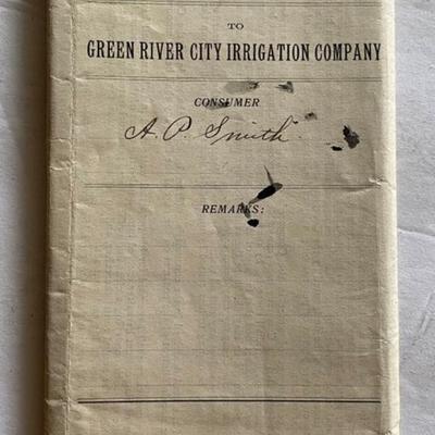 1907 WATER CONTRACTS GREEN RIVER CITY IRRIGATION CO UTAH 