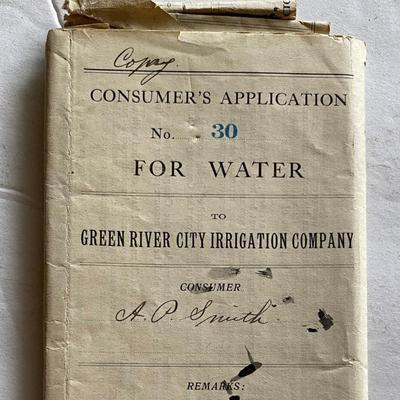 1907 WATER CONTRACTS GREEN RIVER CITY IRRIGATION CO UTAH 