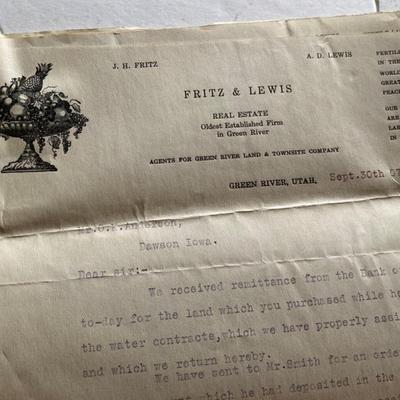 1907 WATER CONTRACTS GREEN RIVER CITY IRRIGATION CO UTAH 