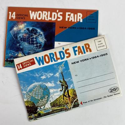 NYWF 1964 NEW YORK WORLDS FAIR FOLD-OUT POSTCARD pair 