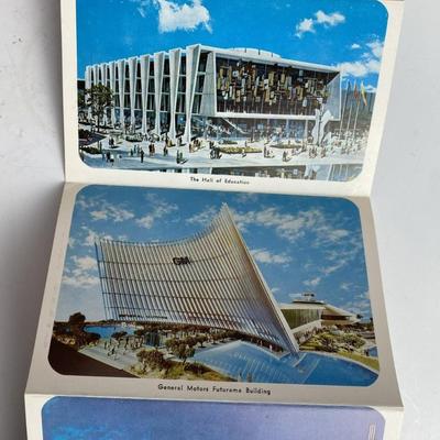 NYWF 1964 NEW YORK WORLDS FAIR FOLD-OUT POSTCARD pair 
