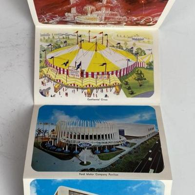 NYWF 1964 NEW YORK WORLDS FAIR FOLD-OUT POSTCARD pair 