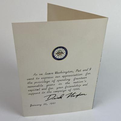 VICE PRESIDENT DICK NIXON & FAMILY FAREWELL CARD 1961 VICE PRESIDENT DICK NIXON & FAMILY FAREWELL CARD 1961 