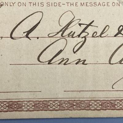 AUGUST HUTZEL PLUMBING ANN ARBOR MICHIGAN 1874 US POSTAL CARD