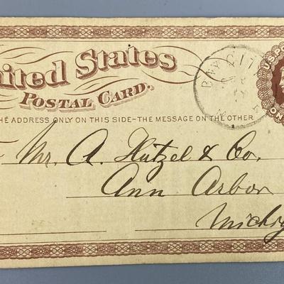AUGUST HUTZEL PLUMBING ANN ARBOR MICHIGAN 1874 US POSTAL CARD