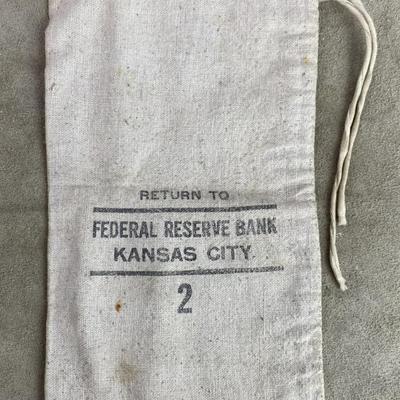 vintage CLOTH MONEY BAG FEDERAL RESERVE BANK OF KANSAS CITY