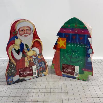 2 Sets of Holiday Nested Gift Boxes 